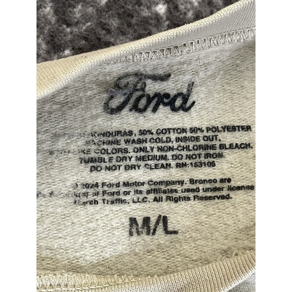 Ford Bronco Retro Graphic Sweatshirt Juniors L Tan Crewneck Licensed Long Sleeve - Picture 8 of 8